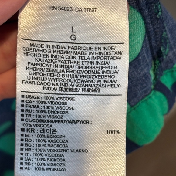 Banana Republic Green and Black Puff Sleeve Dress Large - Picture 3 of 5